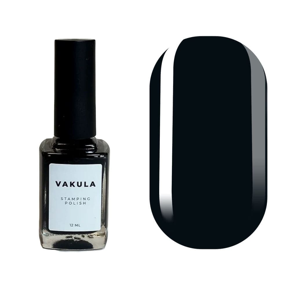Лак для стемпинга VAKULA №2, черный, 12 мл