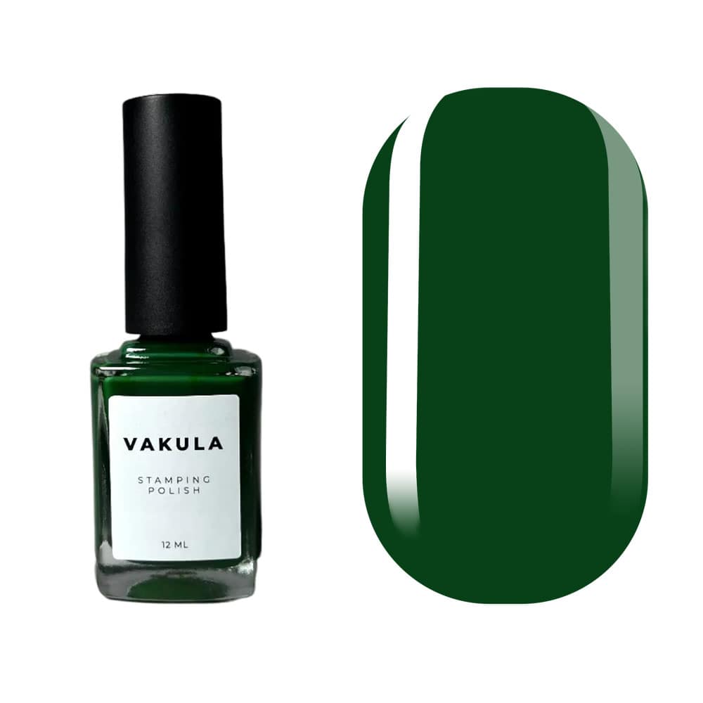 Лак для стемпинга VAKULA №19, зеленый, 12 мл