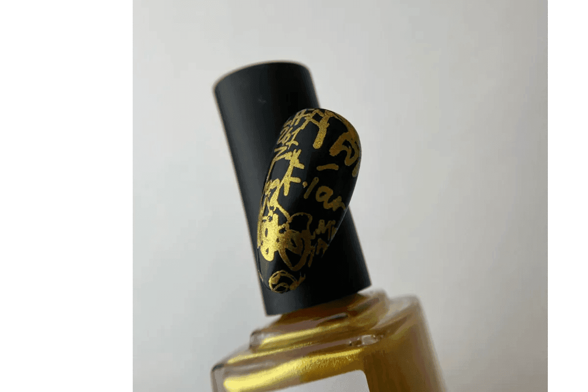 Лак для стемпинга VAKULA №23, желтое золото с шимером, 12 мл — 2