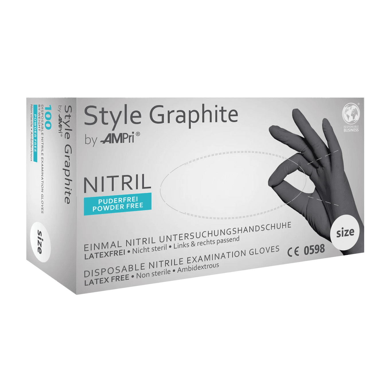 Перчатки нитриловые неопудренные MediOk Style Graphite, антрацитовые, размер S