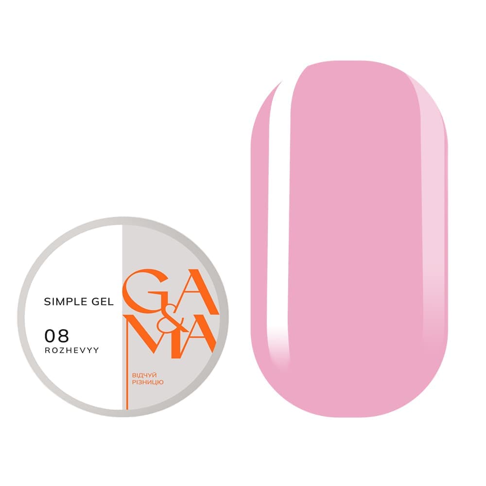 Гель Ga&Ma Simple gel №8 Rozhevyy, 15 мл