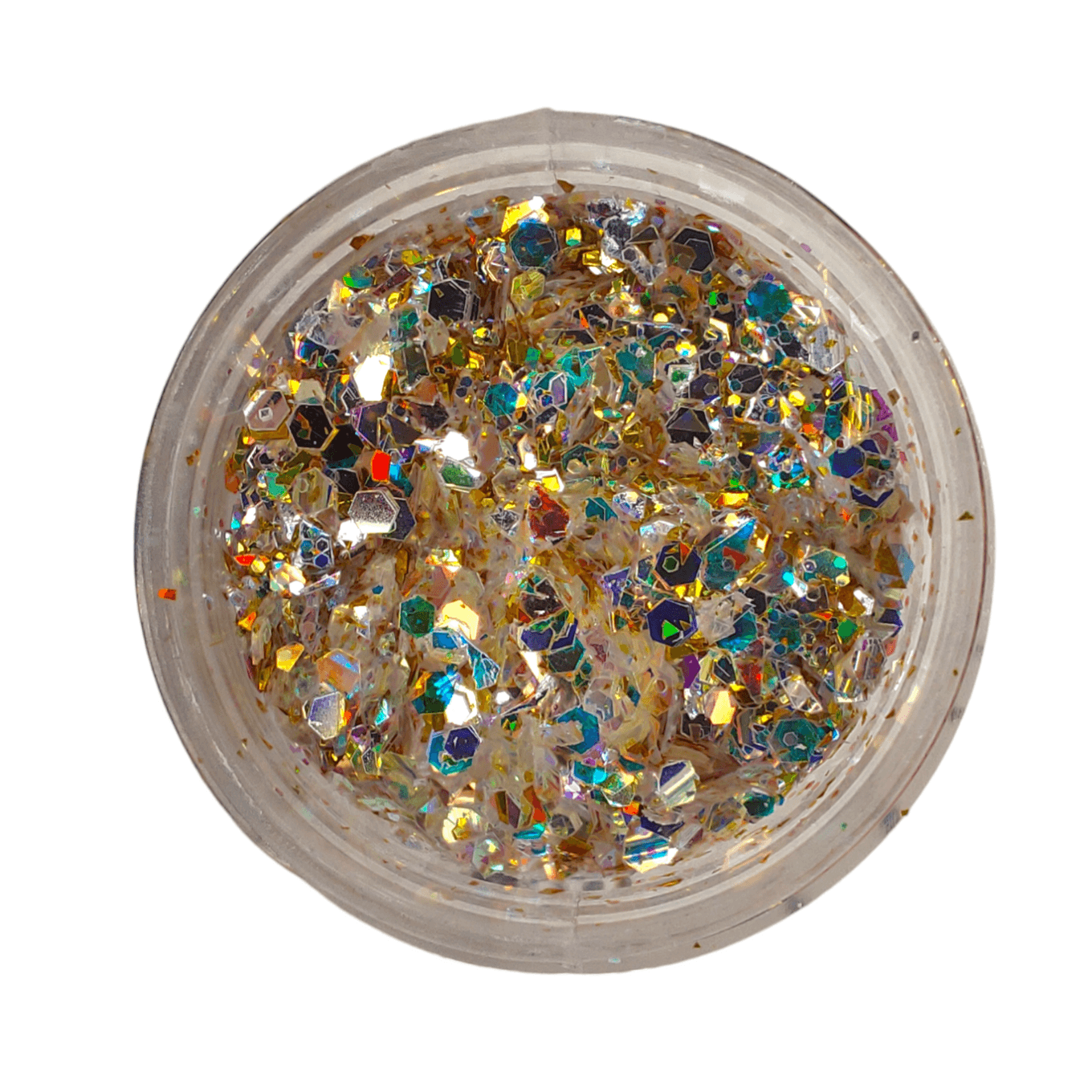 Шестигранники мікс для декору нігтів, біле золото.