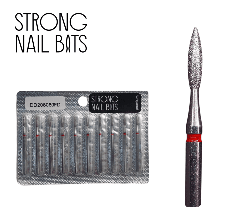 Фреза алмазная Strong nail bits PREMIUM пламя красная, 0,20 см SET