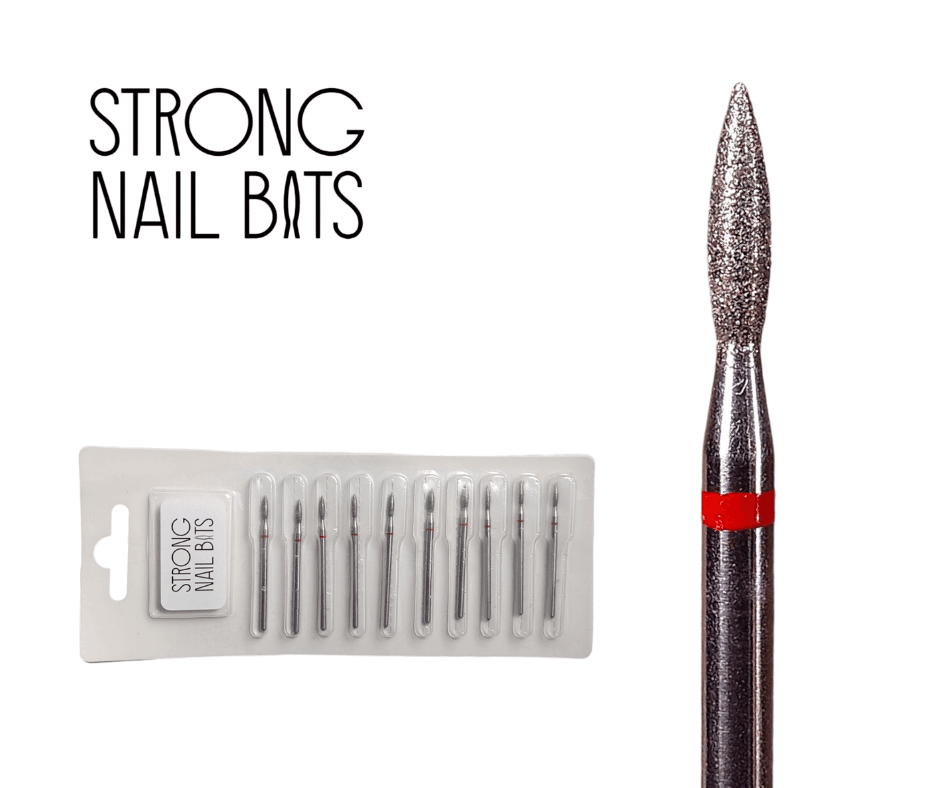 Фреза алмазна STRONG NAIL BITS полум'я червоне 0,21 мм SET 10шт
