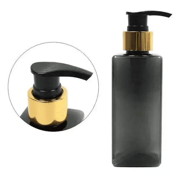 Бутылочка пустая квадратная Боди черная с дозатором, 200 мл