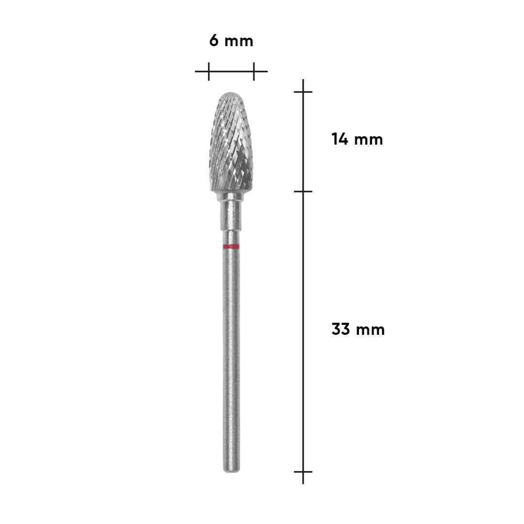 Фреза твердосплавная Staleks Expert кукуруза красная диаметр 6 мм, рабочая часть 14 мм — 2