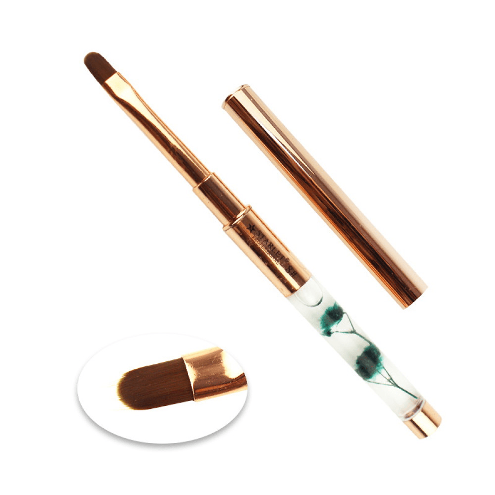 Кисть для геля прямая Starlet № 8 (ручка с сухоцветами)