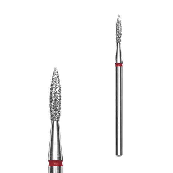 Фреза алмазная Staleks Expert пламя острое красная диаметр 2,3 мм, рабочая часть 8 мм