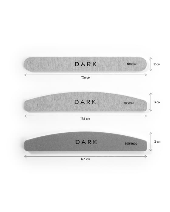 DARK Набор пилочек-полукруг на пене серый, 180/240 грит, 25 шт — 2