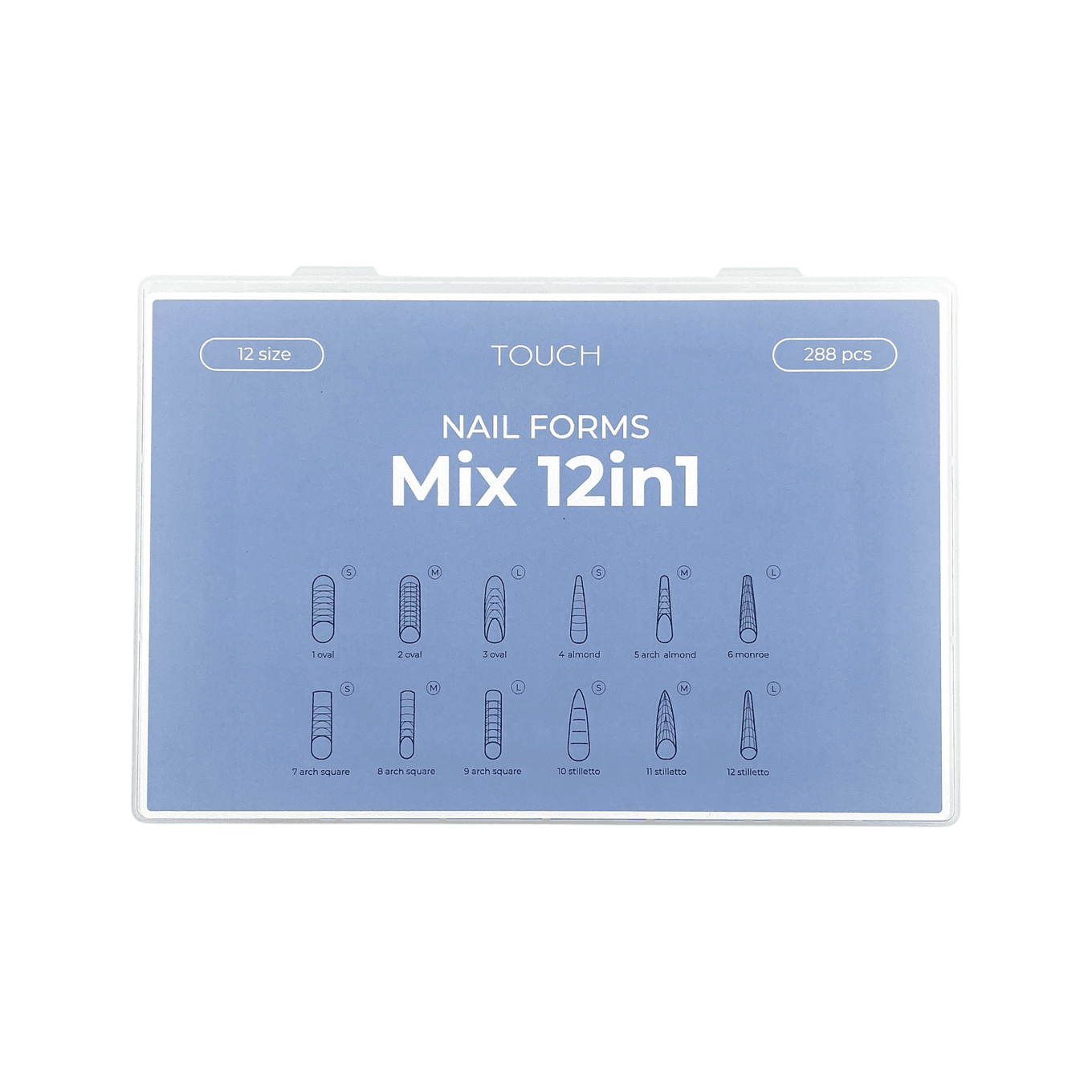 Типсы для наращивания Touch Mix, 12 в 1, 288 шт