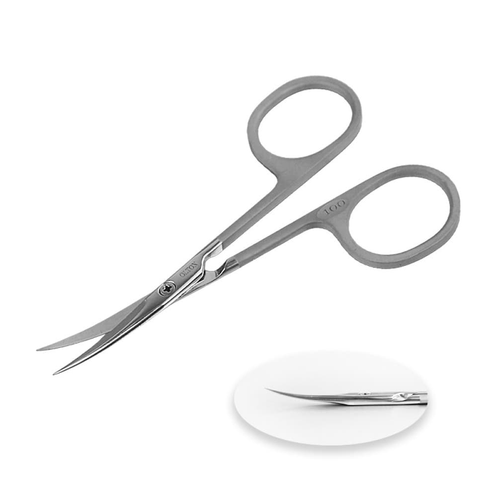 Ножницы для кутикулы Olton Easy Line 100мм (matte) +чехол (кожа) — 2