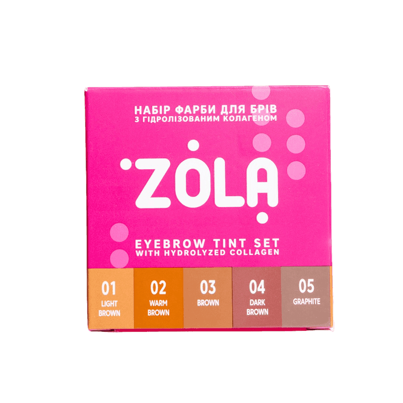 Набор краски для бровей ZOLA с коллагеном в саше Eyebrow Tint With Collagen, 5х5 мл (5 цветов)