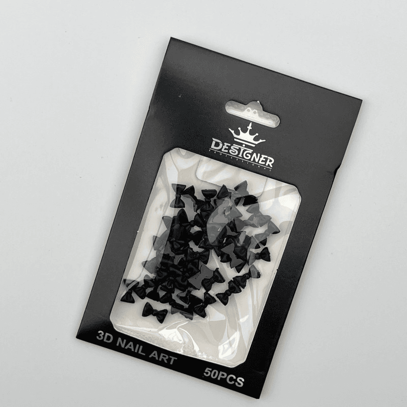 3D декор Designer для объёмного дизайна "Черные матовые бантики", 50 шт