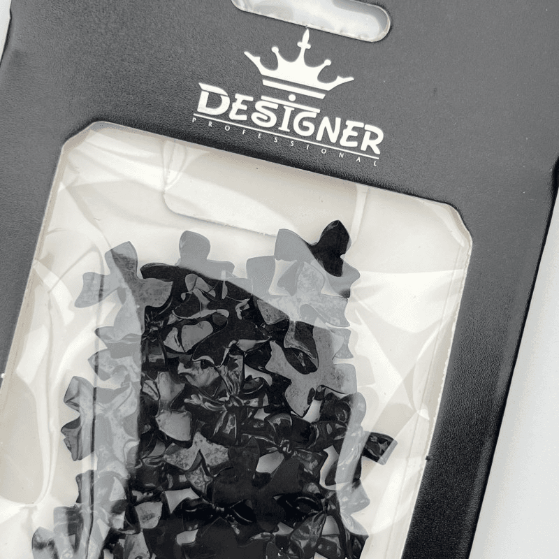 3D декор Designer для объёмного дизайна "Черные глянцевые бантики", 50 шт — 2