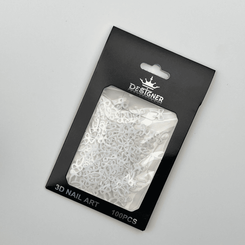 3D декор Designer для объёмного дизайна "Тонкие бантики", белые, 100 шт