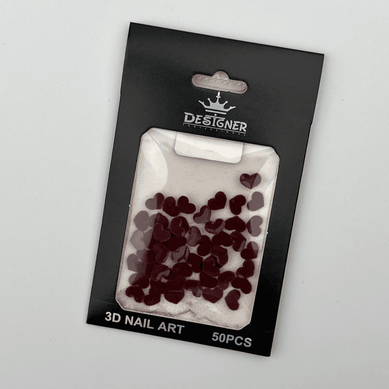 3D декор Designer для объёмного дизайна "Бархатные сердца", 50 шт