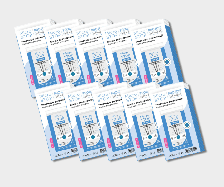 Крафт-пакеты Микростоп для паровой, воздушной стерилизации, прозрачные,  60х100 мм, 10 уп. по 100 шт