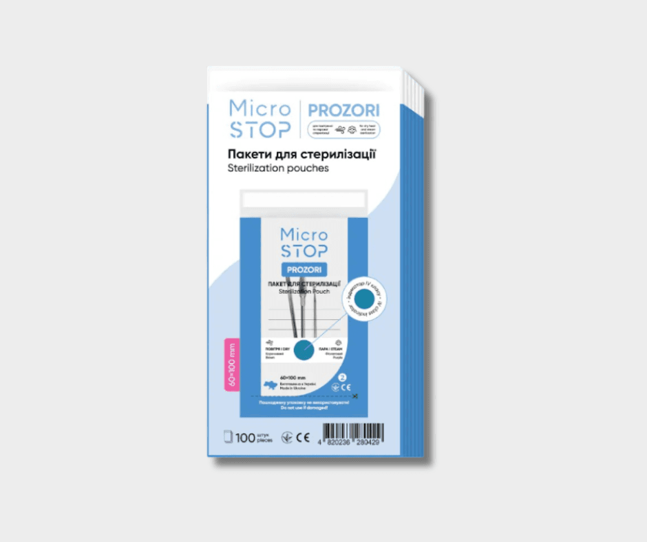 Крафт-пакети Мікростоп для парової, повітряної стерилізації, прозорі, 60х100 мм, 100 шт.