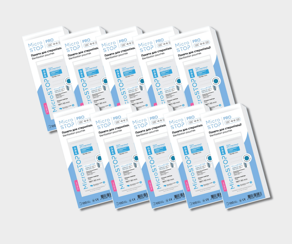 Крафт-пакеты Микростоп для паровой, воздушной стерилизации прозрачные, 75х150 мм, 10 уп. по 100 шт