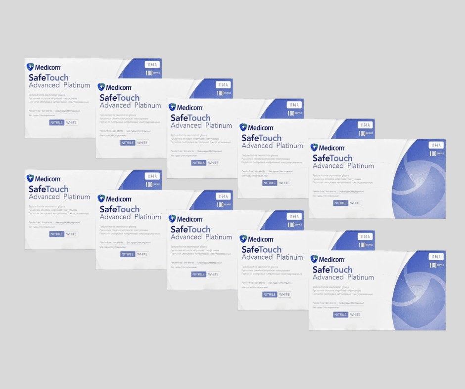 Перчатки нитриловые Medicom SafeTouch Advanced Platinum, белые, размер M, 10 упаковок