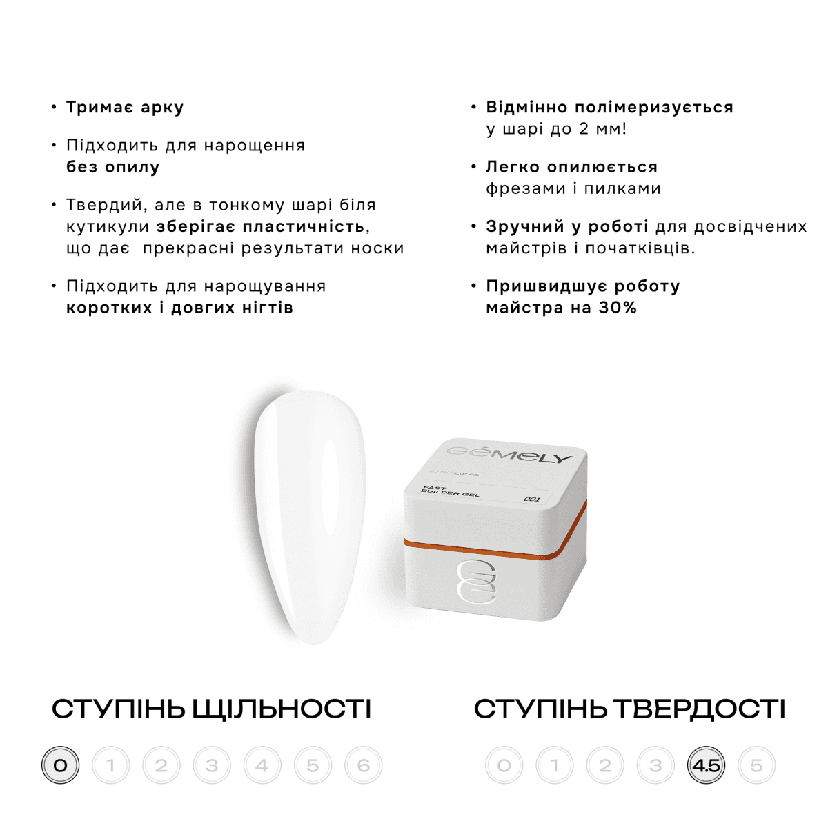 Гель Gemely Fast Builder gel №001, 15 мл — 2