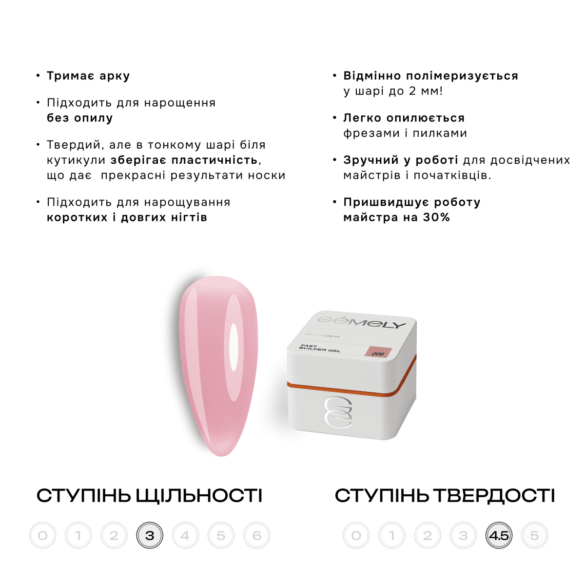 Гель Gemely Fast Builder gel №006, 30 мл — 2