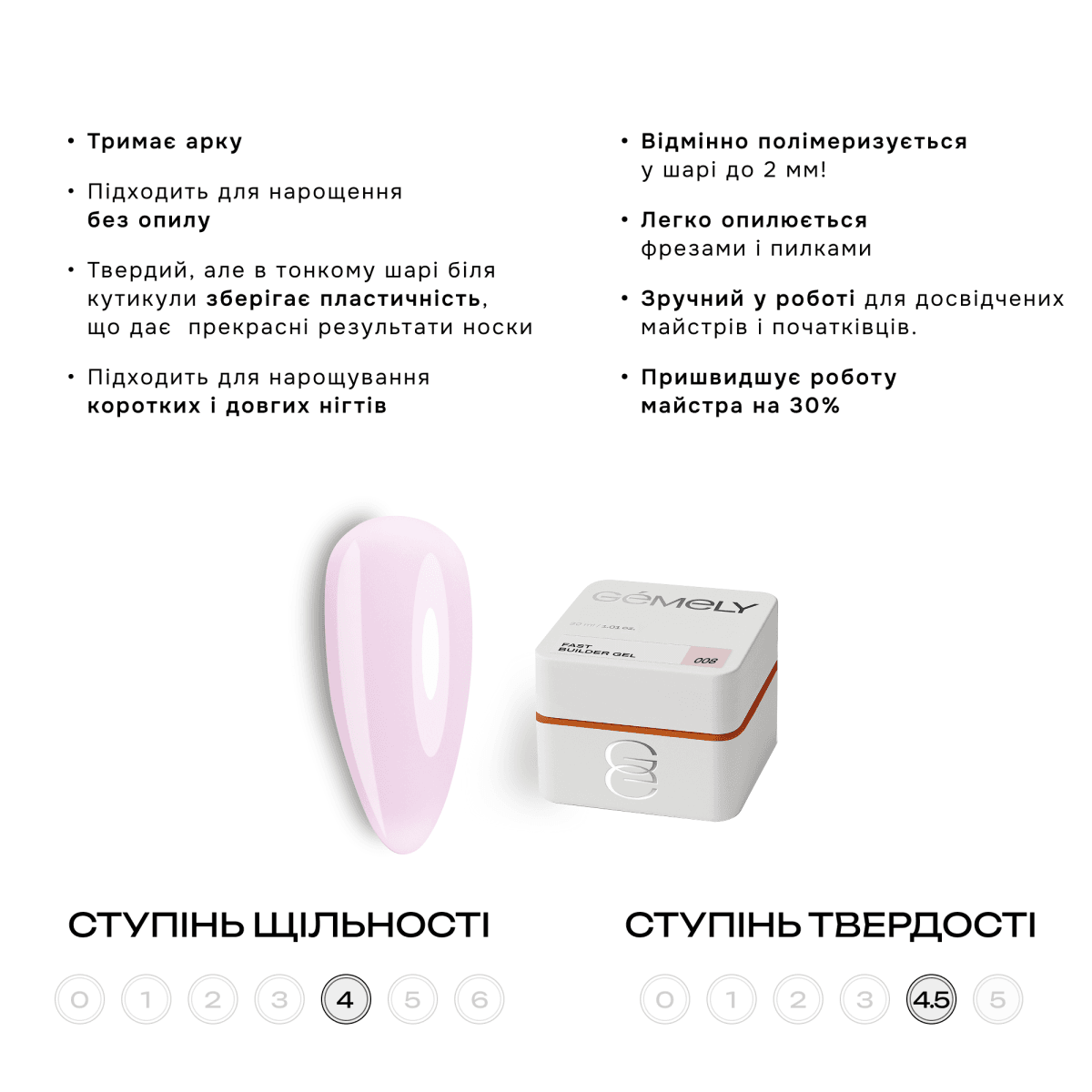 Гель Gemely Fast Builder gel №008, 15 мл — 2
