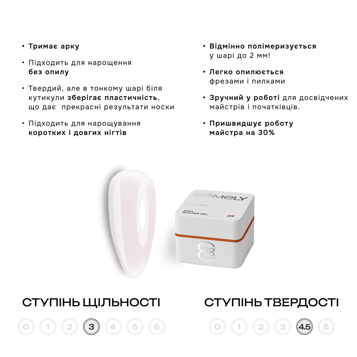 Гель Gemely Fast Builder gel №009, 30 мл — 2