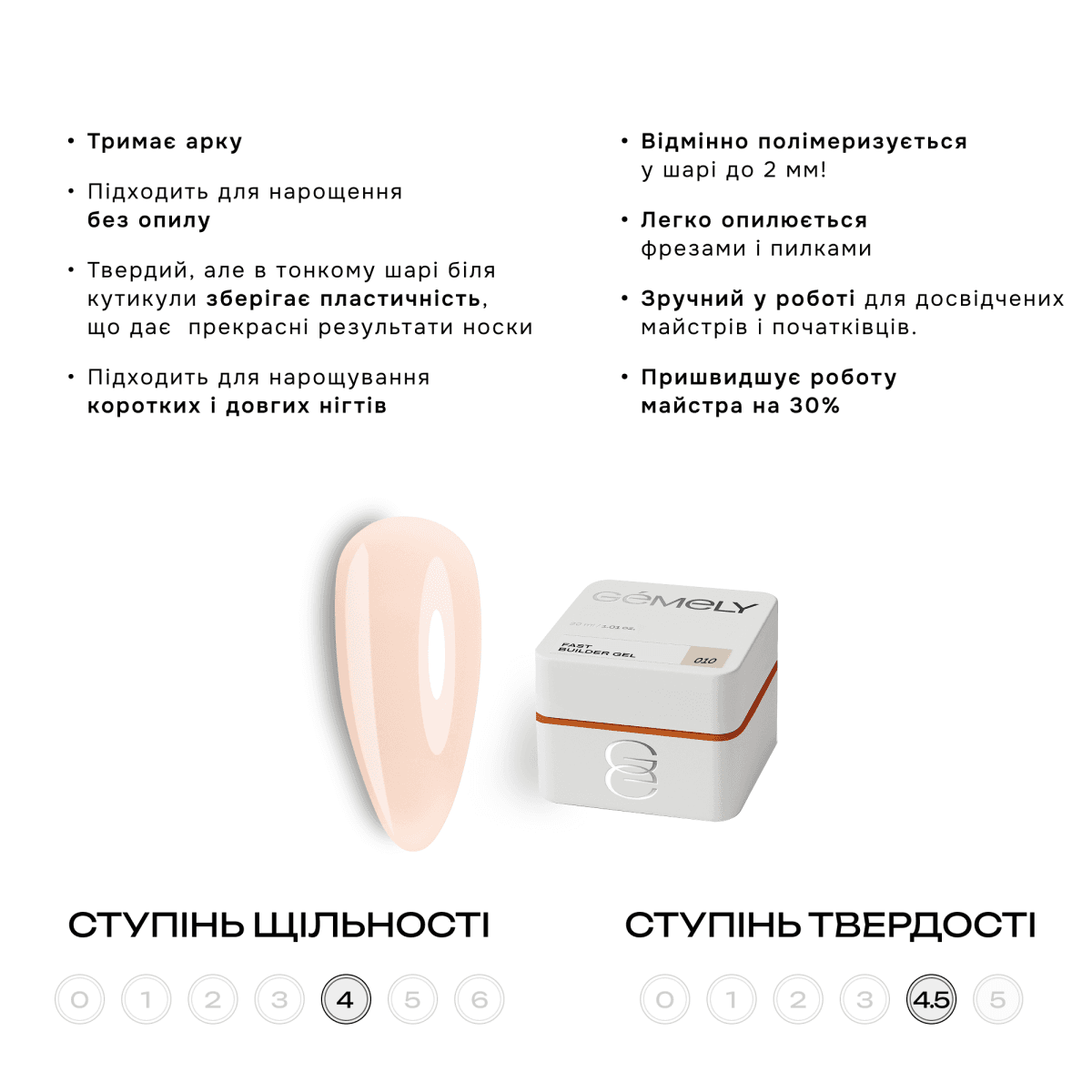 Гель Gemely Fast Builder gel №010, 15 мл — 2