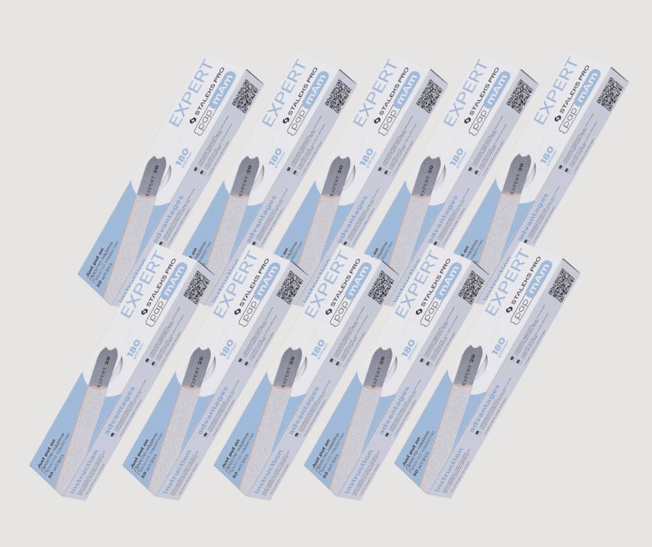 Сменные файлы белые papmAm для пилки прямой Staleks EXPERT 22 180 грит, 10 уп по 50 шт
