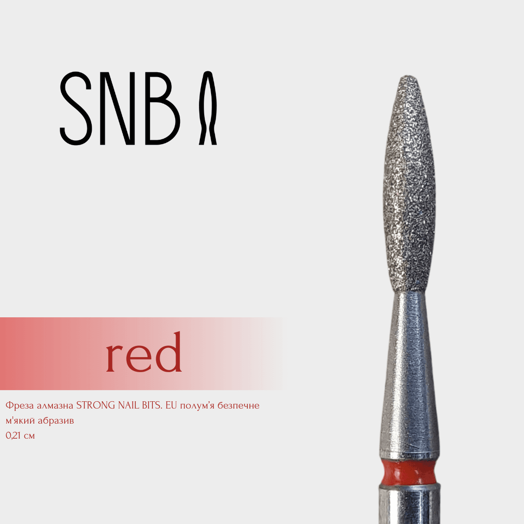 Фреза алмазная STRONG NAIL BITS. EU "пламя безопасное" красная 0,21 см SET 10 шт — 2