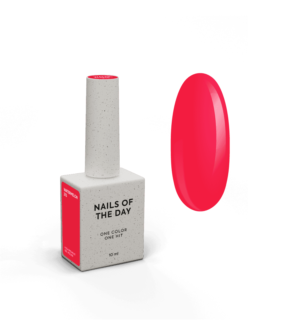 гель-лак NAILSOFTHEDAY Watermelon-215  — насичений коралово-червоний, 10 мл