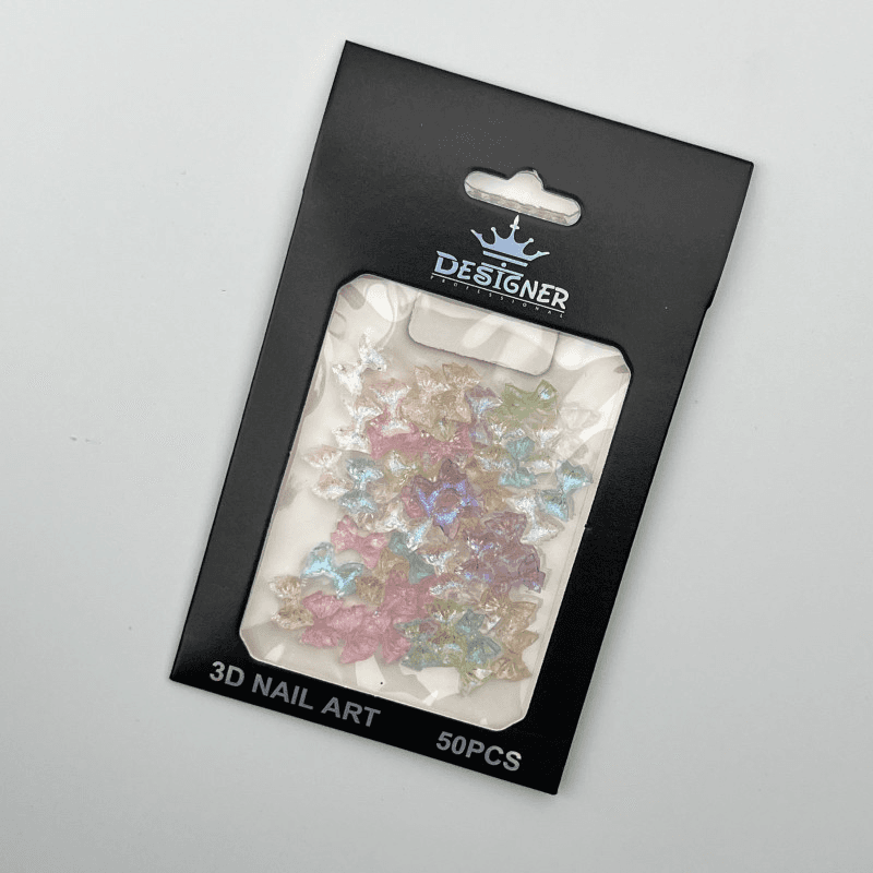 3D декор Designer для об'ємного дизайну "Голографічні бантики", різнокольорові, 50 шт.