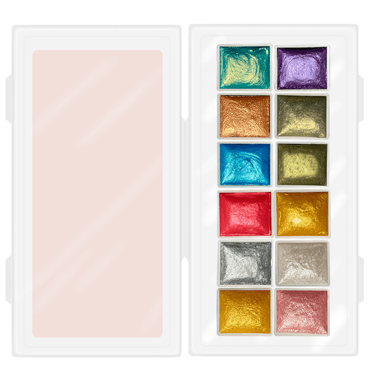 Акварельні фарби Trendy Nails, Pearl Watercolour, 12 кольорів