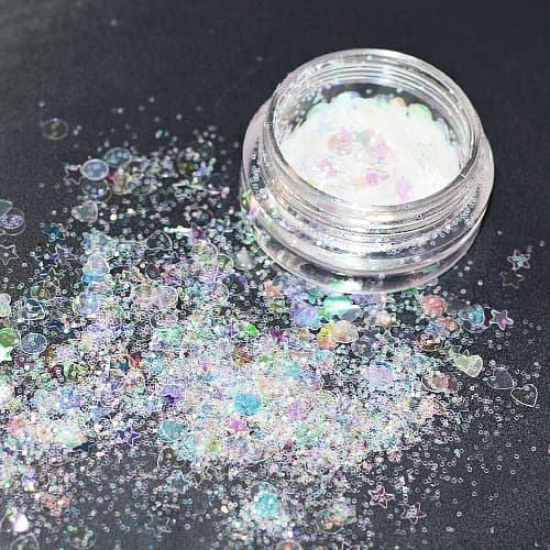 Декор мікс (серця, зірки, коло) голографічний — фото 1