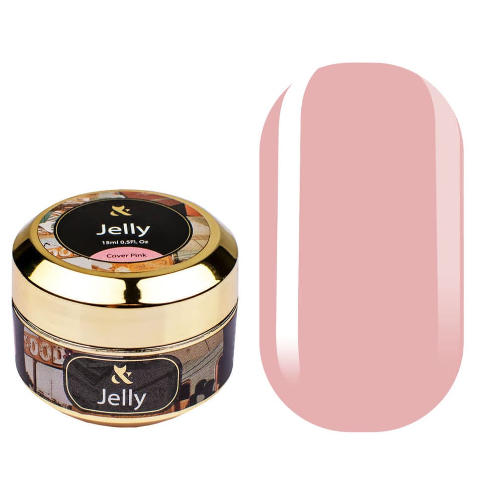 F.O.X Jelly Cover Pink - моделюючий гель-желе, ніжно-рожевий, 15 мл — фото 1