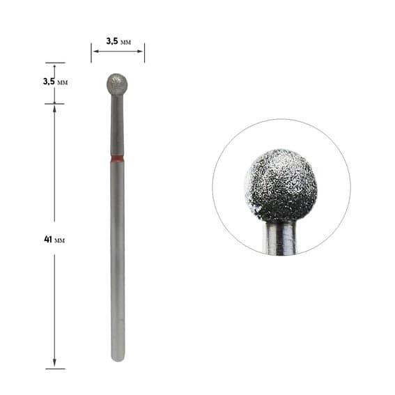 Фреза алмазна куля червона діаметр 3,5 мм, 1 шт. — фото 1