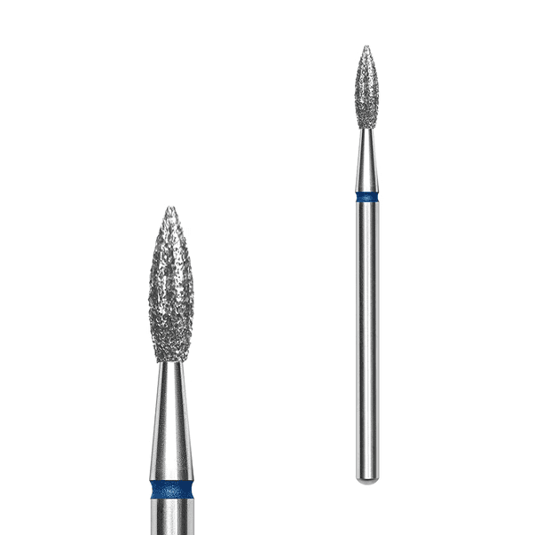 Фреза алмазна Staleks Expert полум'я гостре синє діаметр 2,3 мм, робоча частина 8 мм — фото 1