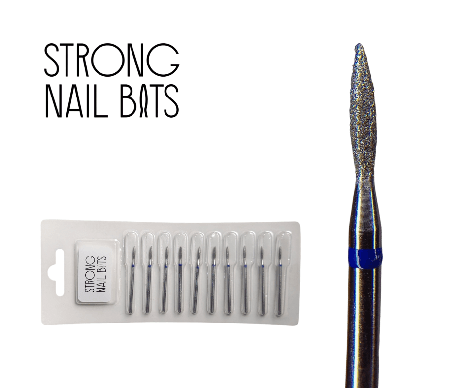 Фреза алмазна STRONG NAIL BITS полум'я синє 0,18 мм SET 10шт — фото 1