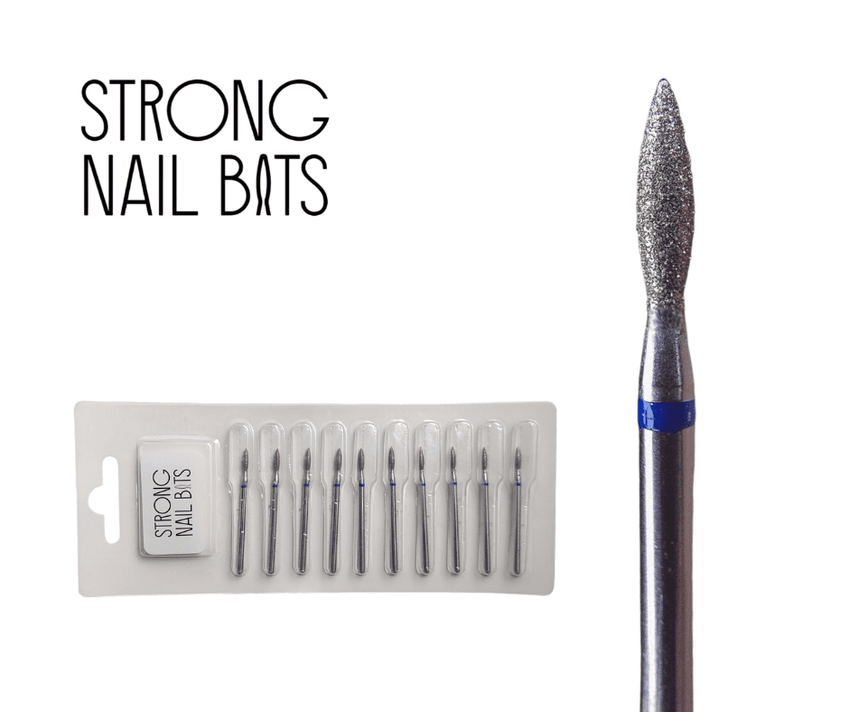 Фреза алмазна STRONG NAIL BITS полум'я синє 0,23 мм SET 10шт — фото 1