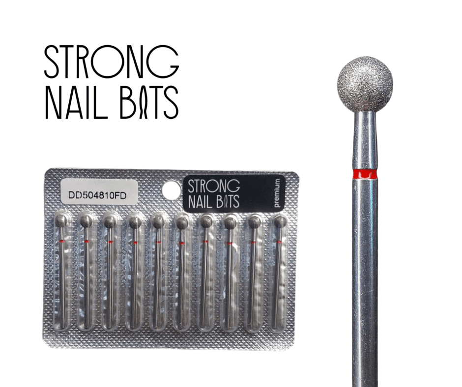 Фреза алмазна Strong nail bits PREMIUM куля червона, 0,5 мм SET