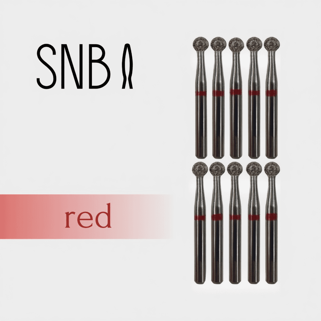 Фреза алмазная STRONG NAIL BITS шар красная 0,30 см SET 10 шт — фото 1