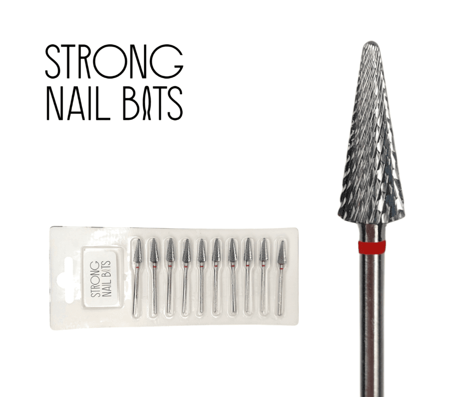 Фреза твердосплавна STRONG NAIL BITS конус червона 0,5 см SET 10 шт — фото 1