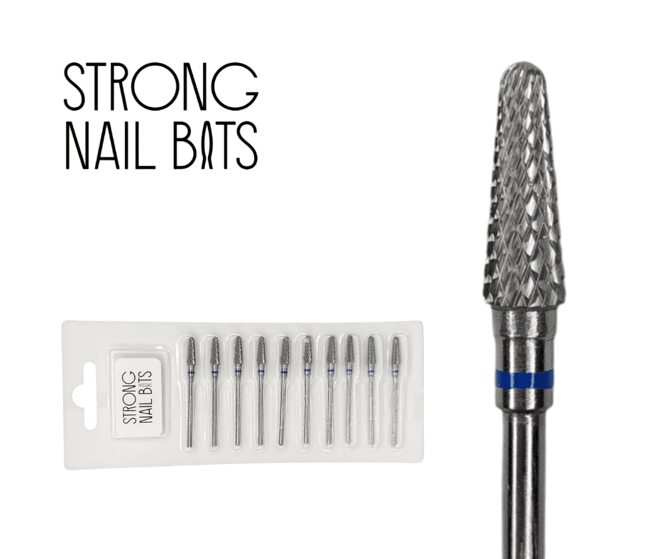 Фреза твердосплавна STRONG NAIL BITS закруглений конус синя 0,5 см SET 10 шт — фото 1
