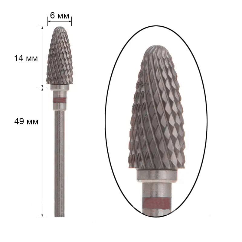 Фреза твердосплавна TBC кукурудза з червоною насічкою, 1 шт. — фото 1