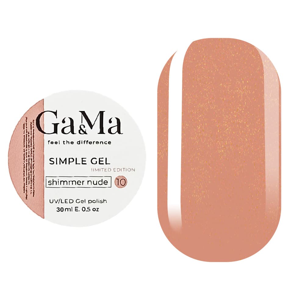 Гель Ga&Ma Simple gel №10 шиммер нюд, 30 мл — фото 1