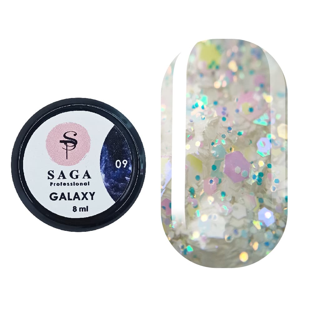 Гель Saga Professional Galaxy Glitter №9, 8 мл — фото 1