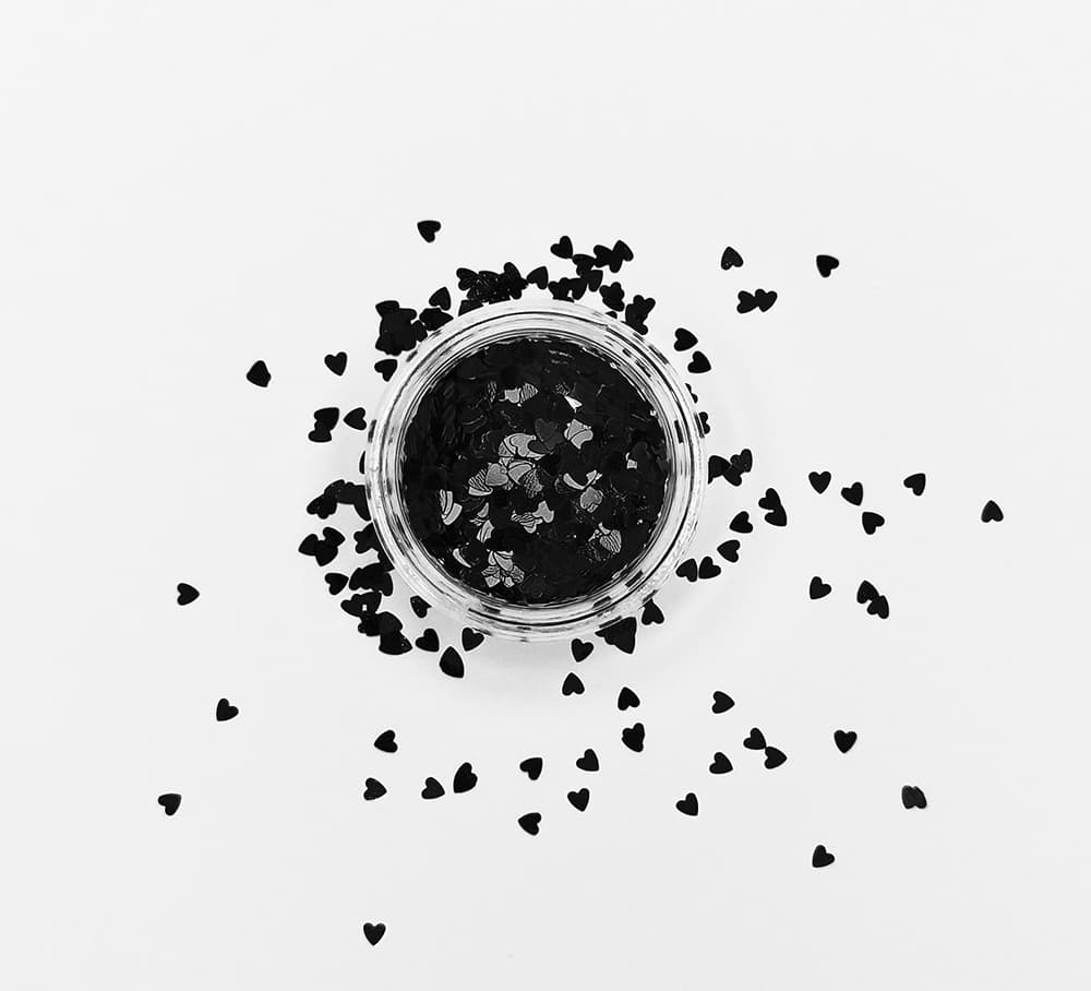 Гліттер чорні серця в баночці — фото 1