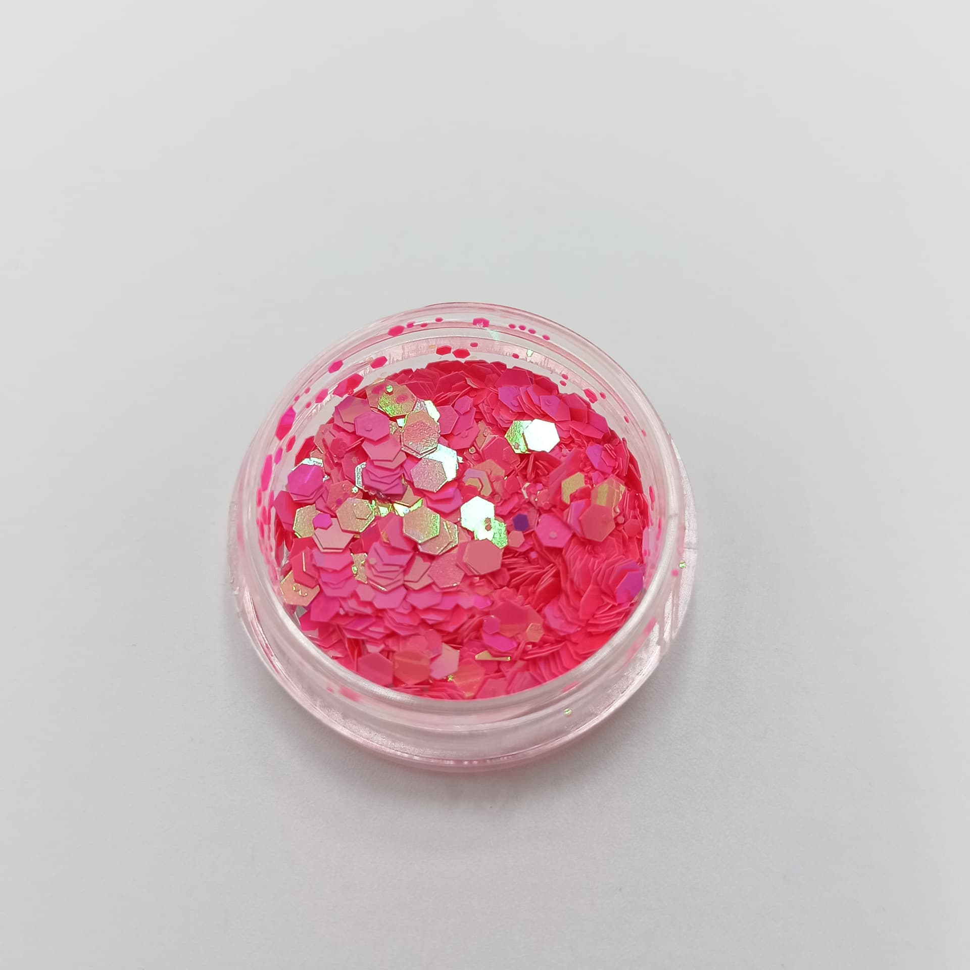 Голографічні шестигранники мікс (рожеві) — фото 1