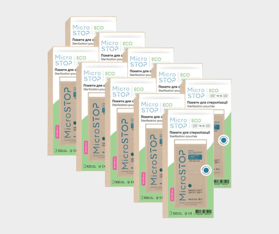 Крафт-пакети Мікростоп для стерилізації коричневі, 100х200 мм, 10 уп. по 100 шт — фото 1